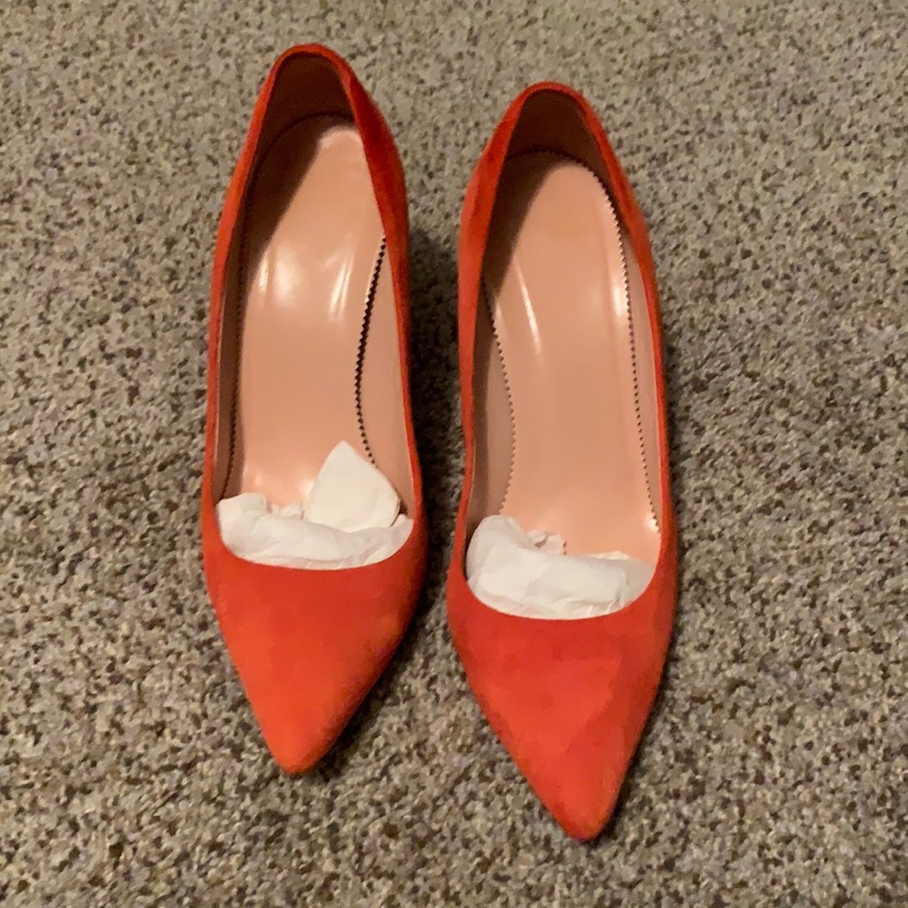 J.Crew Elsie Pump in Suede Bright Cerise